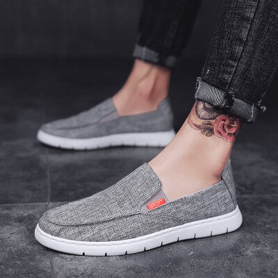 

Mens shoes 2019 new summer breathable trend lazy one pedal canvas wild tide shoes casual old Beijing cloth shoes