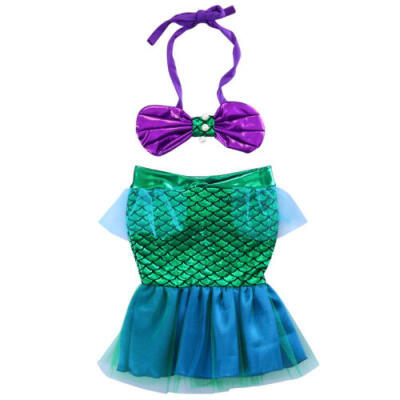 

Baby Girls Little Mermaid Set Costume Bikini Swimwear Swimsuit Outfits Dress