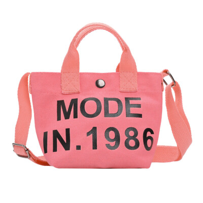 

Children Canvas Shoulder Bag Child Letter Print Tote Small Casual Messenger Bag Korea Style Kids Handbags YJ