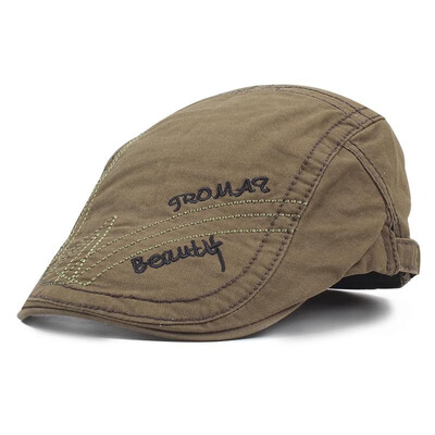 

Men Women Unisex Duckbill Cap Cotton Berets Letter Print Peaked Caps Vintage Golf Cabbie Newsboy Hats