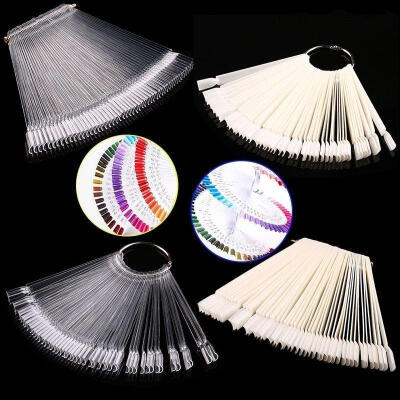 

50 False Display Nail Art Fan Wheel Polish Practice Color Pop Tip Stick