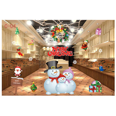 

〖Follure〗Cartoon Snowman Santa Window Sticker Christmas Gift Home Decor Sticker