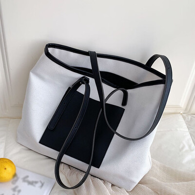 

Tailored Womens Canvas Bag Simple Shopping Tote Casual Zip Crossbody Bag