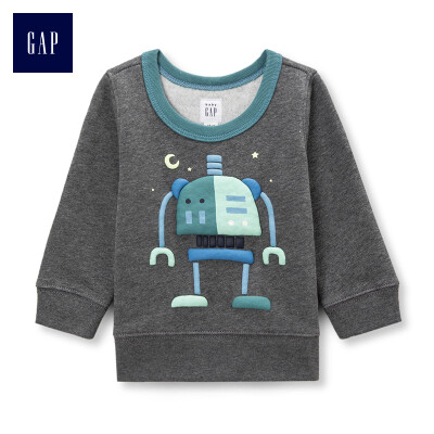 

GAP flagship store baby boy fun pattern round neck long sleeve sweater 374392 charcoal gray 6-12M