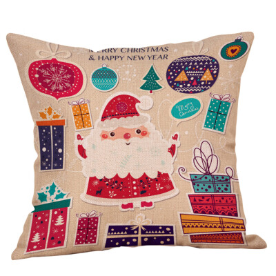 

Siaonvr Cotton Linen Christmas Santa Claus Tree Zipper Closure Pillow Case Throw Cushion