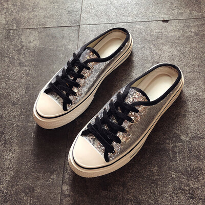 

Sequin muller shoes female summer Korean students thick bottom lace-up shoes ins street casual slippers tide