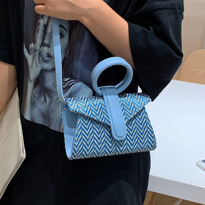 

Female bag 2019 new fashion ring handbag wild gas woven bag summer small fresh ins messenger bag