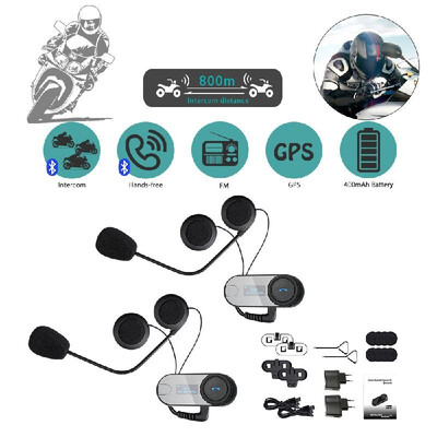 

Freedconn 2 Sets TCOM-SC Motorcycle Helmet Bluetooth Intercom Kit Hands-free Interphone FM Radio Waterproof Headset 800M Intercom