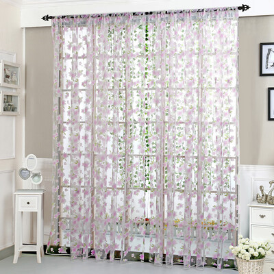 

Gobestart Flower Sheer Curtain Tulle Window Treatment Voile Drape Valance 1 Panel Fabric