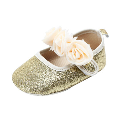 

Newborn Toddler Baby Girls Floral Bling First Walkers Soft Sole Shoes