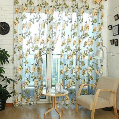 

Chic Style Window Curtain Flower Print Sheer Pattern Voile Tulle Valances