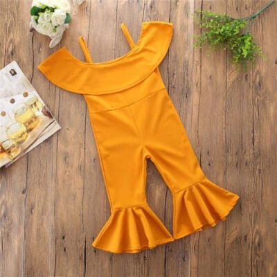 

Cute Clothes Little Girl Fashion Yellow Sling Harness Siam Flares Summer