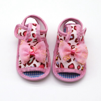 

Cotton Leopard Print Solid Color Bowknot Design Shoes Soft Sole Anti-slip Shoes Summr Kids Baby Girl Shoes