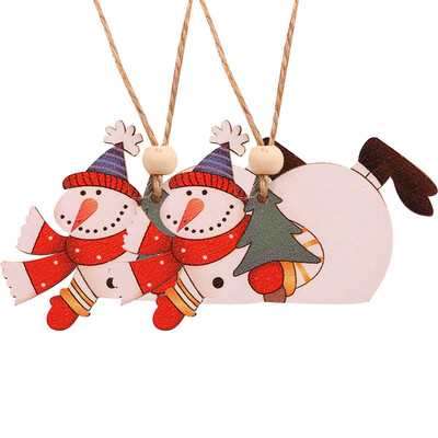 

Siaonvr 2PC Wooden Hanging Christmas Santa Snowman Angel Ornament Xmas Party Home Decor