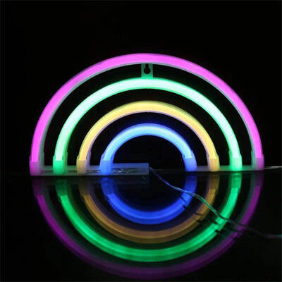 

LED Rainbow Shaped Neon Sign USB Rechargeable Battery Powered Night Light For Kids Room Bar Home Decor