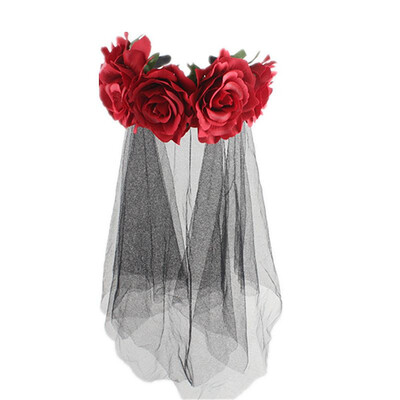 

〖Follure〗New Simulation Rose Black Lace Head Buckle Party Halloween Horror Headband