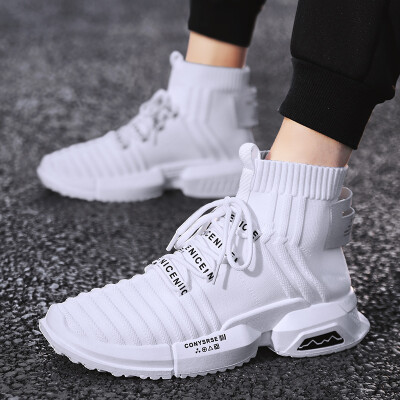 

Mens shoes autumn high canvas Korean version of the trend of mens shoes casual wild shoes small white tide shoes