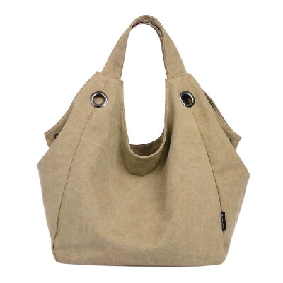 

New Fashion Women Canvas Bag Shoulder Bag Zipper Closure Solid Color Handbag