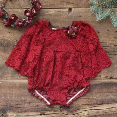 

US Stock Newborn Baby Girl Lace Flower Romper Bodysuit Christmas Outfits Clothes