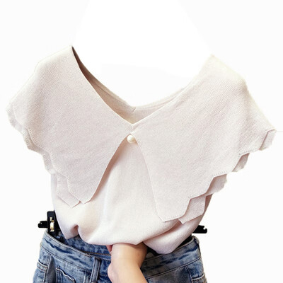 

Womens V Neck Solid Color T Shirt Short Sleeve Knitted Ruffles T-Shirt Casual Butterfly Sleeve Tee Tops For Ladies