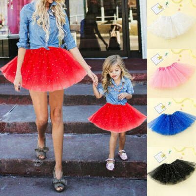 

Mother Daughter Matching Dress Skirt Clothes Women Girl Tulle Tutu Short Dress