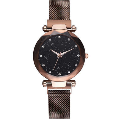 

Luxury Starry Sky Women Watch Rose Gold Bracelet Rhinestones Stainless Steel Quartz Wristwatch Ladies Magnet Buckle Watches
