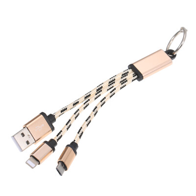 

2-in-1 USB 20 Male to Type-CFor Lightening Nylon Braided Charge Cable For iOS Huawei Samsung HTC etc Black