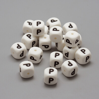 

Food Grade Environmental Silicone Beads Chewing Beads For Teethers DIY Nursing Necklaces Making Letter Style Cube LetterP 1