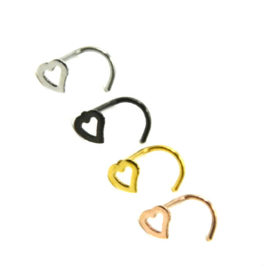 

1 Pc Sterling Silver 925 Heart Nose Studs SHAPES Pins Rings Womens Jewellery