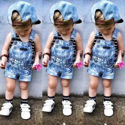 

US Kids Baby Boys Girls Denim Romper Jumper Bib Pants Overalls Outfits Clothes