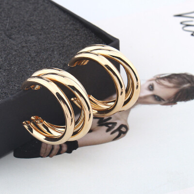 

Olaru Big Vintage Earrings for women gold color Geometric statement earring 2019 metal earing Hanging fashion jewelry trendy New