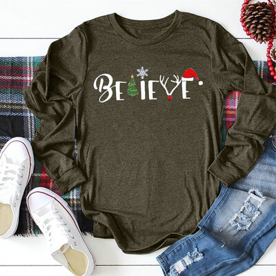 

Tailored Christmas Women Color Patchwork Print Tops Pullover Blouse T-Shirts