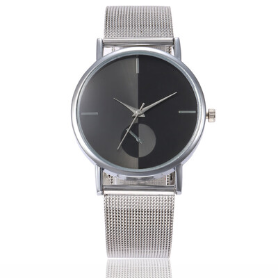 

Creative alloy mesh with men&women with casual watches simple scale quartz watch