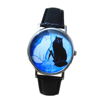 

Watch Women Quartz Clock Women Brand Fashion Print Cat Pattern Charm Dress Wristwatch Womens Relogio Feminino High Quality &Ff