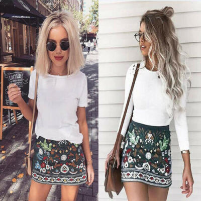 

Women Girl High Waist Skater Mini Skirt Flared Pleated A-Line Short Skirt Dress