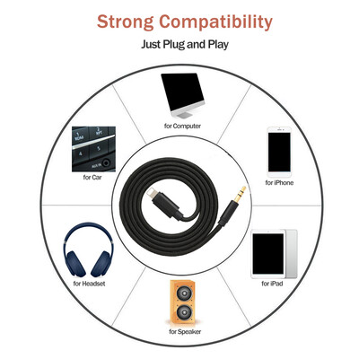 

For Lightning to 35mm Audio Cable Male AUX Stereo Wire Adapter Cord for iPhone 7 7 Plus 8 8 Plus X to Car Stereo Speakers Headpho
