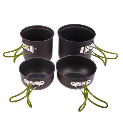 

4-in-1 Camping Pot Sets For 2-3 Persons Pots Pans Bowls Cookware Set