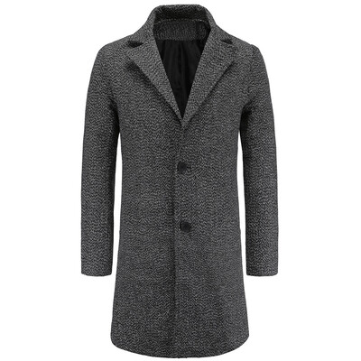 

Gobestart Men Winter Long Sleeve Warm Button Thick Solid Coat Outwear Wind Jacket Plus