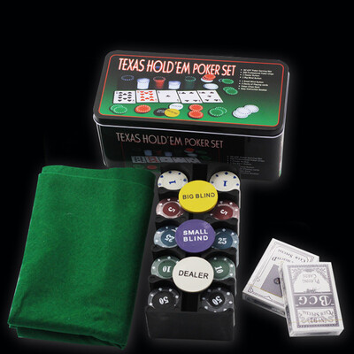 

Professional Poker Set Casino Game 200 Poker Chips Gaming Mat Button Card Texas Holdem Poker Set
