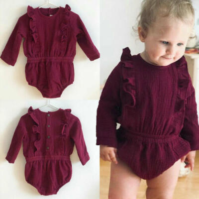 

UK Infant Baby Girl Kid Long Sleeve Cotton Ruffle Romper Bodysuit Outfit Clothes