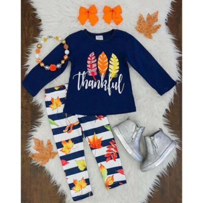 

UK STOCK 2Pcs Thanksgiving Gift Clothes Infant Baby Boy Girl Tops Pants Outfits