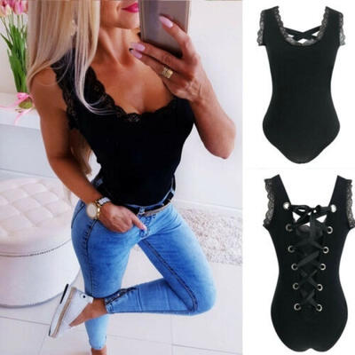 

Women Clubwear Lace Bandage Bodysuit Summer Vest Playsuit Bodycon Party Jumpsuit Romper