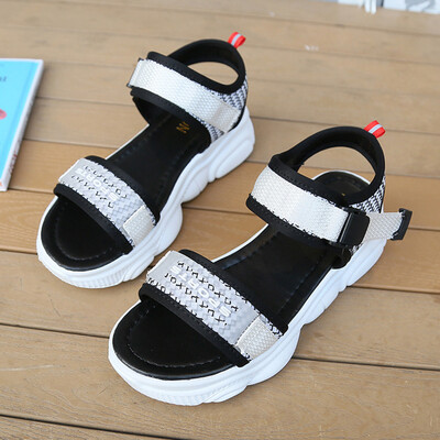 

Student summer 100 sets of thick-bottomed muffin Korean version of sports&leisure flat-bottomed magic paste beach sandals woma