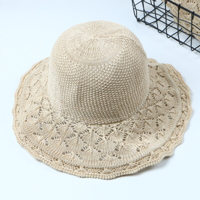 

Korean version of handmade straw hat children spring&summer wave brim sun hat seaside holiday along the beach sun hat tide