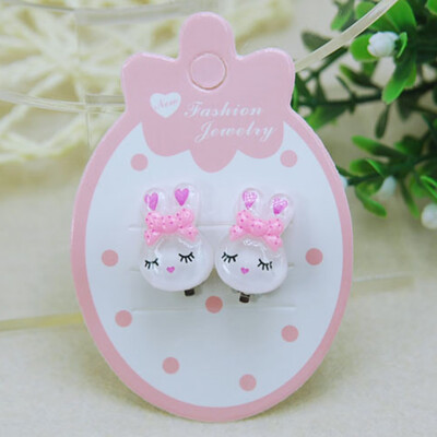 

2pcs Kawaii Fake Non-Piercing Rhinestone Clip-On Earrings Chic Baby Girls Gift