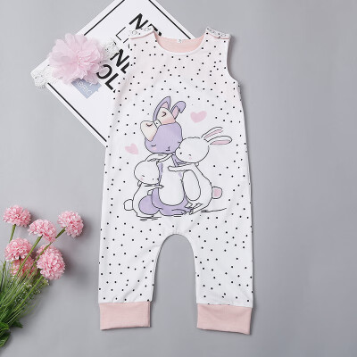 

2019 Newborn Baby Boy Girl Romper Sleeveless Jumpsuit Cartoon Pattern Summer Outfits For 0-24M