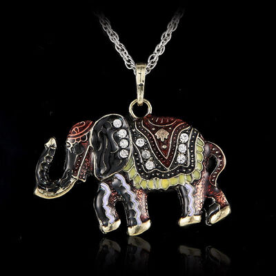 

Fashion jewelry Clothing accessories long Necklace vintage crystal rhinestone elephant necklace pendant