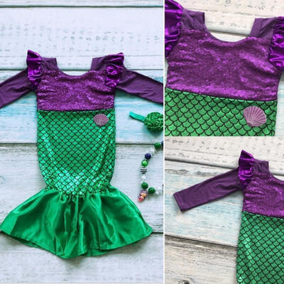 

3-8 Years Child Little Mermaid Trumpet Sequins Fancy Dress Costume Kid Girls Party Cosplay