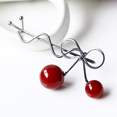 

1Pc Sweet Hair Clip Romantic Women Girls Cherry Shaped Bow Hairpin Elegant Twist Headdress Gifts Accessories