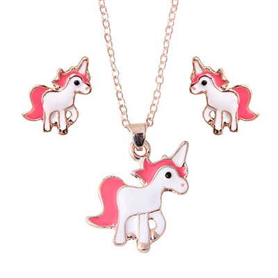 

Sweet&Beautiful Unicorn Pendant Earrings Necklace 2 Pieces Gift Set that Girls Love